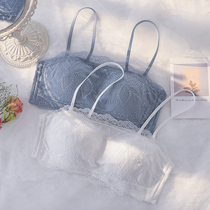 White underwear womens thin large chest is small without rims gathered summer chest bandeau strapless bra set