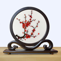 Handmade Suzhou Embroidery Flowers Finished Products Pendulum Pieces True Silk Bifacial Table Screens Abroad with Distinctive Wedding Companion Gift