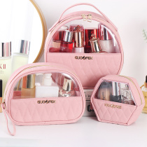 Transparent visual cosmetic bag large capacity portable cosmetics storage bag box hand-held travel wash bag ins Super fire