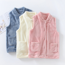 Autumn and winter flannel vest womens home jacket sleeveless waistcoat with thick velvet warm stand collar vest coral velvet horse clip