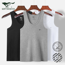 Seven wolves mens vest pure cotton inside wearing medium seniors loose crossbar workword full cotton bottomless sweatless sweatshirt man