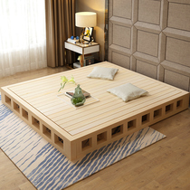 Tatami bed shelf ribs frame Solid wood bed Modern simple double bed Hard board floor bed Japanese floor low bed