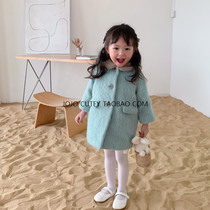 ins explosion 2020 autumn and winter new cbc retro style girl lapel wool collar plaid wool coat coat