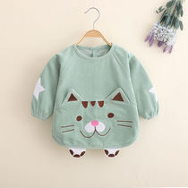 Gown children autumn and winter baby gown cotton waterproof baby anti-dressing children childrens clothing painting clothes hanging upside down spring and autumn
