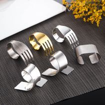Special export stainless steel fork napkin ring Nordic hotel table cloth ring napkin buckle square custom lettering