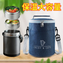 Japanese round insulated barrel rice box bag thick large capacity lunch bag handbag student office worker rice bag