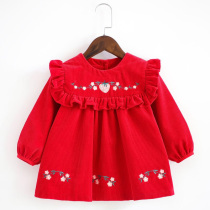 Childrens gown princess dress baby waterproof anti-dirty long sleeve crystal velvet anti-dressing girls fashion autumn and winter dining clothes
