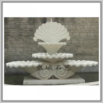 Custom sandstone sculpture large shell fountain sand European relief background wall garden landscape outdoor fountain
