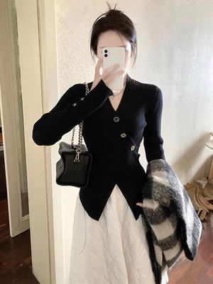 taobao agent Advanced top, knitted cardigan, demi-season sweater, autumn jacket, 2023 collection, high-quality style