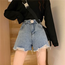 Jeans Shorts Woman 2022 Summer new high waist display slim Han version loose broadlegged pants 100 lap a pair of pants thin