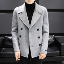 Light luxury double-sided cashmere coat mens short fashion double-breasted suit wool wide collar suit autumn winter woolen jacket
