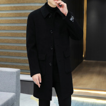 2021 Mens new double-sided cashmere coat simple solid color lapel thick trench coat casual woolen coat