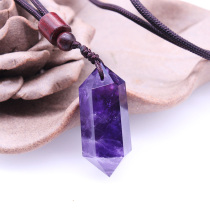 Ruhong amethyst original stone pendant occupies natural amethyst hexagonal prism pendant Dib men and women Crystal Spirit pendulum energy stone