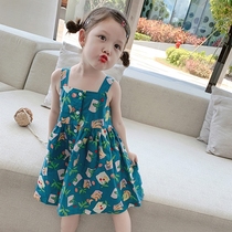 Girls  skirts summer 2021 new baby floral suspender dress summer childrens princess dress foreign Korean version