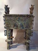 High imitation bronzeware Western Zhou too Tripod High Imitation to True Red Spotted Luck and Rust Rust Color Stratification