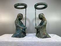 Imitation ancient bronzeware high tin merchant late figurines rust in bone calcified deep red spotted green rust collection Canon  