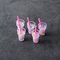 Straw milk tea miniature food play mini model diy small kitchen supermarket play house simulation super small food toys