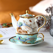 Chinese birds and phoenix creative household light luxury flower tea Afternoon tea Ceramic tea set Coffee cup and saucer set Teacup pot
