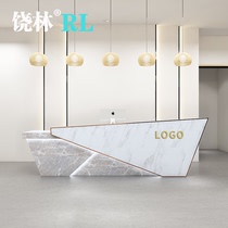 Company creative front desk reception Taipei European clothing store cashier Simple modern barber shop beauty salon bar table