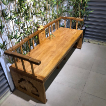 Luohan bed small apartment Chinese style solid wood bed couch retro old elm door panel furniture custom sofa chair bench living room
