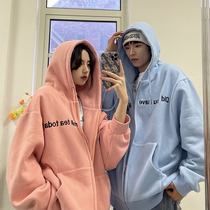 Long-sleeved sweater mens autumn very fairy couple outfit top clothing hooded handsome Korean version of the trend ins casual jacket