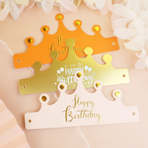 Red folded birthday hat stamping crown cake hat adult birthday party headdress