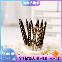 ins wind gold silver net red romantic birthday cake wind pencil wave dot star thread party candle collection