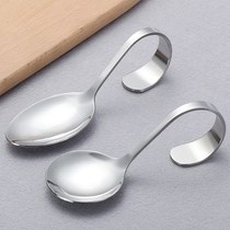 Creative spoon Cute stainless steel soup spoon hanging cup spoon Shrimp slip spoon spoon curved handle Western spoon Buffet spoon