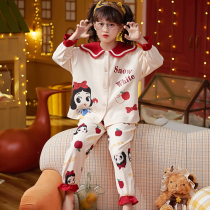 Girls pajamas spring and autumn cotton thin suit children little girl princess big children home clothes mother and daughter parent-child