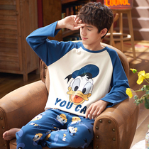 Childrens pajamas boys Spring and Autumn long sleeves thin cotton thin boys Cartoon Summer home clothes set