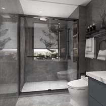 One-character stainless steel shower room bathroom glass household toilet dry and wet separation partition sliding door customization