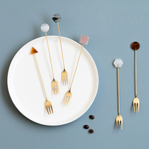 Stainless steel fruit fork Nordic ins wind light luxury cute creative exquisite home snack cake dessert fork