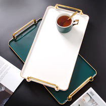  Cup tray for teacups Household water cup tea tray Tea set ins wind living room European-style ceramic tray Rectangular
