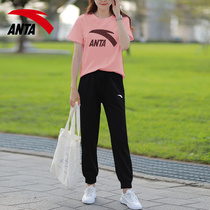 Anta sports suit womens 2021 summer new breathable official website flagship comfortable casual short-sleeved trousers two-piece set