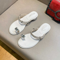 Uncle MJ rhinestone set toe sandals womens summer new fairy style sweet fashion all-match one word with chunky heels