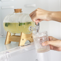 Refrigerator kettle glass cold kettle summer household with faucet fruit teapot lemonade bottle cold kettle cold bubble bottle