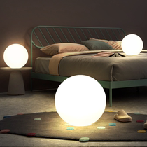 Floor lamp bedroom living room simple floor-to-ceiling remote control lamp Net red ins Wind light luxury decoration round spherical table lamp floor lamp