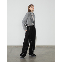  EKCOOKIES original designer Yin Haoyu with the same niche bright line embroidered trousers loose hanging suit pants