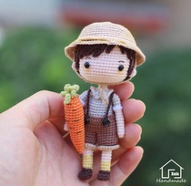 (237) Little Cute Farmer Little Brother Crochet Illustration Handmade Wool Tutorial Doll Crochet Illustration