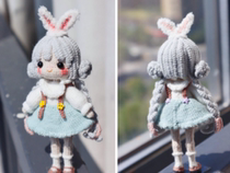 (624) crochet diagram little cute white tea girl illustration handmade wool DIY doll diagram