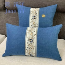 Modern new Chinese sofa cushion mahogany home pillow rectangular back bag waist cushion solid color waist pillow