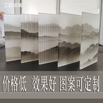 New Chinese style Changhong embossed landscape painting Entrance sofa background wall screen partition aisle Translucent art glass