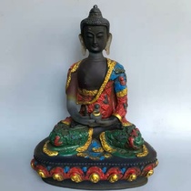 Antique collection of old ancient French glaze pattern Shakyamuni Buddha statue