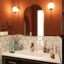  Stainless steel diamond hexagonal mosaic Nordic light luxury Oriental white marble background wall Kitchen bathroom tile