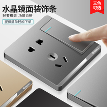 International Electric 86 household gold gray switch socket panel one open belt 5 five five hole USB black porous socket