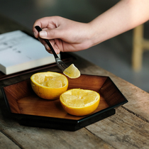 Plant Clover Japan Made Big Lacquer Hexagonal Dinner Plate Cup Shelf Tea Cup Containing Tea Sweets Snack Tray