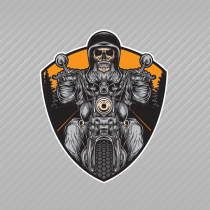 Retro Skull Rider Car Sticker Electric Pedal Motorcycle Body Personality Creative Motorcycle Rider Waterproof Reflective Painting