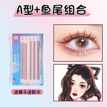 Net red A-type fishtail mixed false eyelashes womens single cluster natural simulation Yu Shuxin fairy hair eyelash grafting