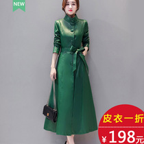 2021 autumn and winter new leather leather womens long knee leather windbreaker Korean slim sheepskin coat special offer