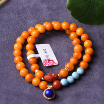 A02 Old wax with a gold pendant double - lap bracelet